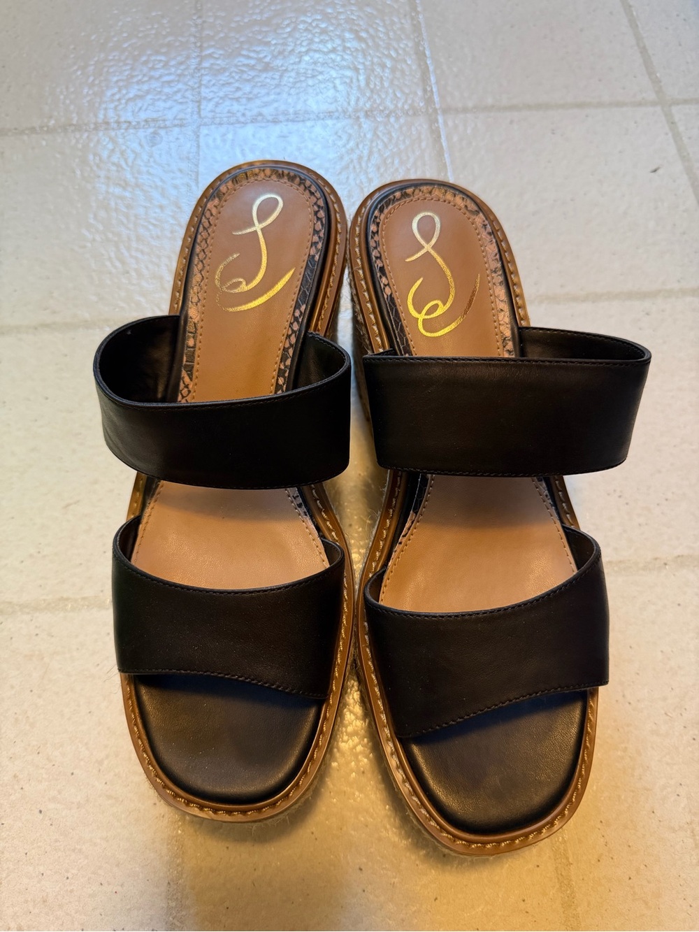 Sam Edelman Black Double-Band Slide Mules